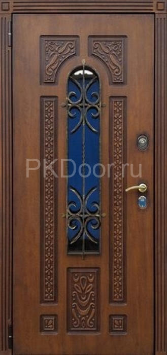 Фотография «Дверь стальная с витражом для загородного дома №5»
