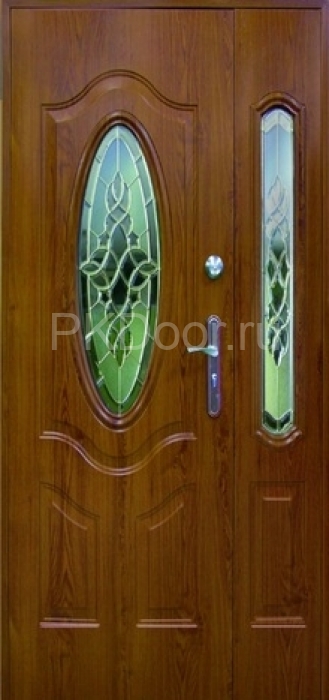 Фотография «Дверь стальная с витражом для коттеджа №2»