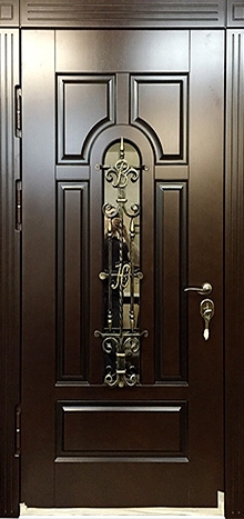 Фотография «Наружная железная дверь с ковкой венге №16»
