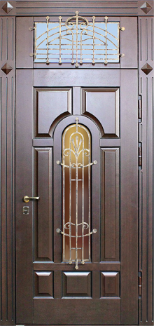 Фотография «Дверь стальная массив дуба со стеклом №69»