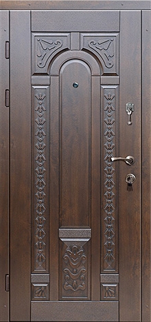 Фотография «Дверь железная с отделкой массивом дуба шумоизолирующая венге №1»