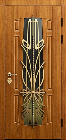 Фотография «Дверь со стеклом стальная с ковкой №9»