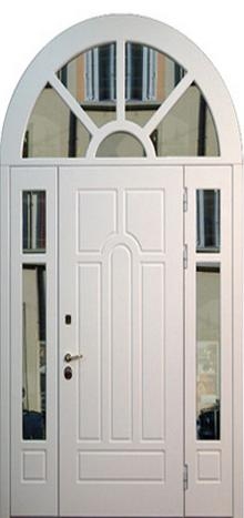 Фотография «Арочная дверь стальная для загородного дома МДФ ПВХ белая №16»