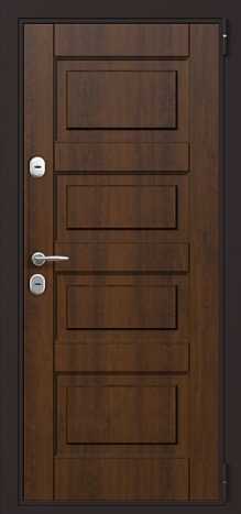 Фотография «Дверь наружная железная МДФ шпон коричневая №11»