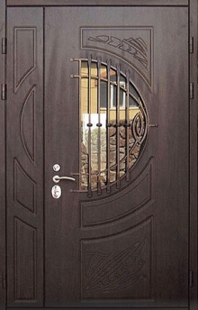 Фотография «Дверь парадная полуторная металлическая коричневая №64»