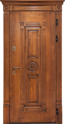 Фотография «Одностворчатая железная дверь с отделкой массивом дуба №80»