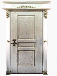Фотография «Дверь для дачи металлическая с массивом дуба белая №4»