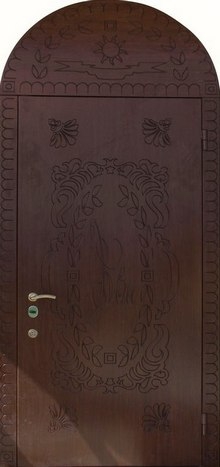 Фотография «Арочная дверь металлическая для загородного дома МДФ Шпон №18»