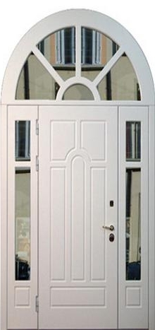 Фотография «Арочная дверь стальная для загородного дома МДФ ПВХ белая №16»