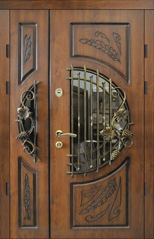 Фотография «Дизайнерская железная парадная дверь коричневая №100»