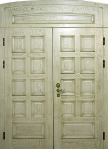 Фотография «Двухстворчатая парадная металлическая дверь белая №34»