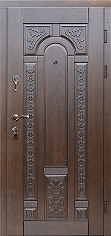 Фотография «Дверь железная с отделкой массивом дуба шумоизолирующая венге №1»