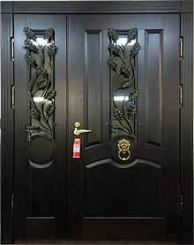 Фотография «Дверь полуторная парадная стальная черная №35»