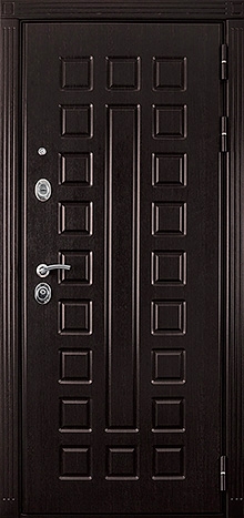 Фотография «Входная стальная дверь в квартиру с зеркалом коричневая №2»