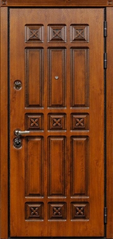 Фотография «Железная дверь для коттеджа МДФ винорит коричневая №19»