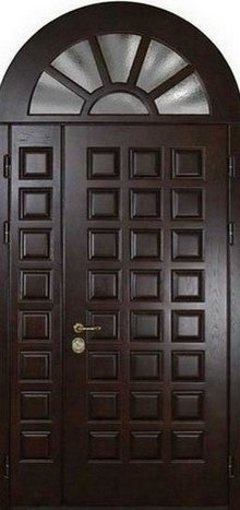 Фотография «Металлическая арочная наружная дверь МДФ Шпон №2»