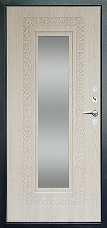 Фотография «Стальная дверь с зеркалом для дачи белая №2»