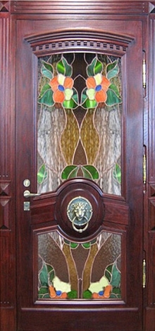 Фотография «Дверь металлическая с витражом для загородного дома №1»