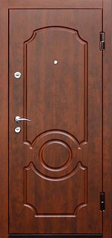 Фотография «Входная железная дверь в квартиру с зеркалом коричневая №3»