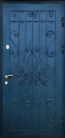 Фотография «Железная кованая дверь для дачи синяя №2»
