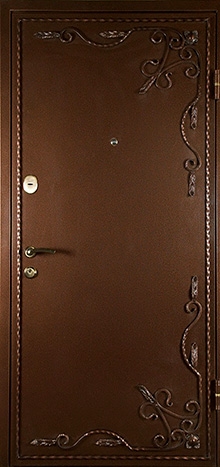Фотография «Наружная металлическая дверь с ковкой коричневая №3»