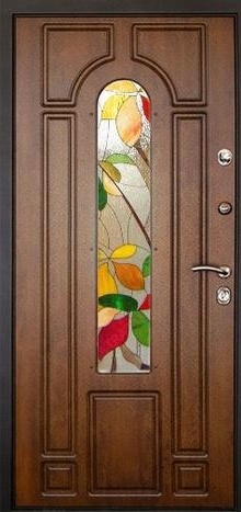 Фотография «Дверь железная с витражом для загородного дома №9»