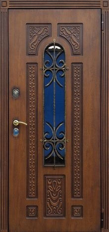 Фотография «Дверь стальная с витражом для загородного дома №5»