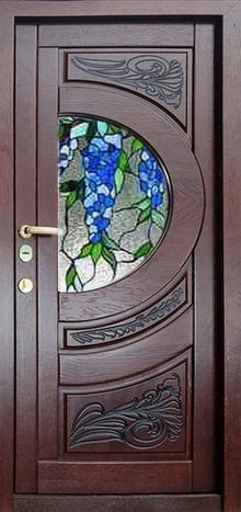 Фотография «Железная дверь с витражом для коттеджа №10»