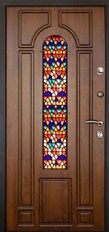 Фотография «Дверь металлическая с витражом для загородного дома №7»