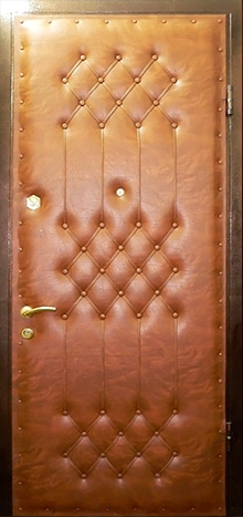Фотография «Входная железная дверь в квартиру с винилискожей коричневая №3»