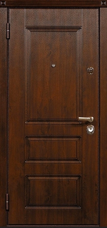 Фотография «Прочная дверь металлическая с панелью МДФ коричневая №33»