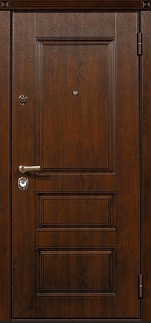 Фотография «Прочная дверь металлическая с панелью МДФ коричневая №33»