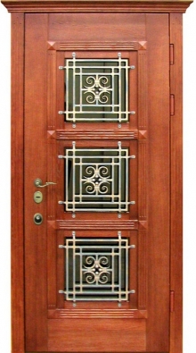 Фотография «Дверь железная массив дуба со стеклом №89»