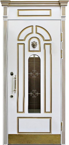 Фотография «Дверь металлическая массив дуба со стеклом белая №71»